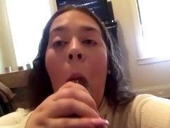 brunette babe loves cum in her mouth (follow on ig bootyfromtheblock