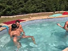 horny ladies are fucked hard in a foursome outdoors