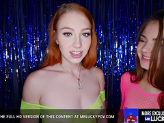 Redhead And Brunette Teen Sluts Cumswap