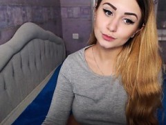 Masked blonde teen does a really hot striptease act