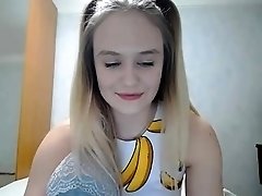 Blonde girl strip and masturbate on webcam