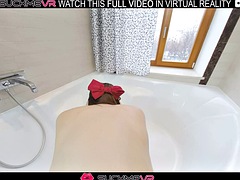 Naughty Angie Elif in the bathroom, deepthroating and fucking hard in virtual reality