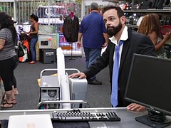 Hairychests pawn enjoys anal in store office with owner