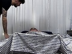 Cumming Sean Holmes wakes up during feet worship