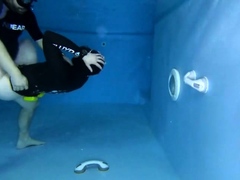 Kinky couple having underwater sex for the first time