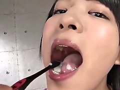 jav idol abe swallows multiple guys cum brushes her teeth with cum