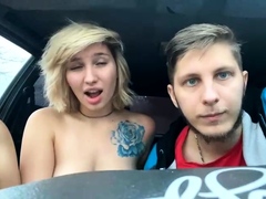 Naughty camgirl plays with her favorite sex toys in the car
