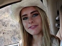 Straw hat hitchhiker teen fucked
